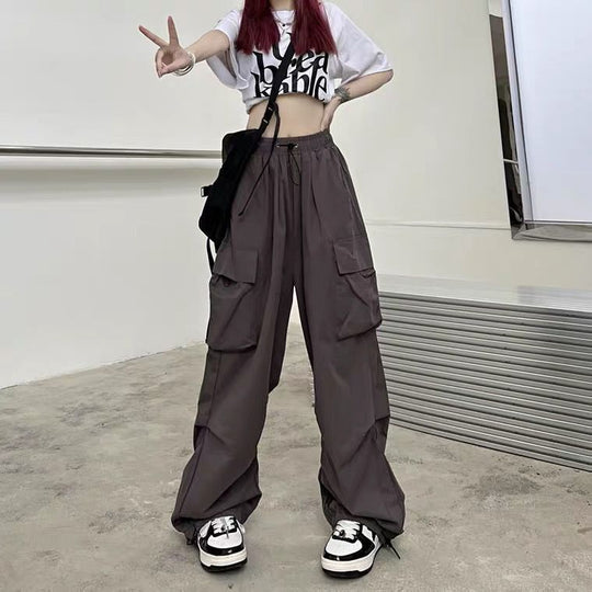 Damen nan weite Cargo-Hose mit Tunnelzugbund, verstellbarem Saum und Mehrfachtaschen EB