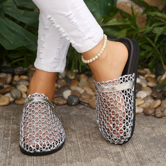 Damen Clogs mit atmungsaktivem Mesh-Design und strukturiertem Fußbett EB