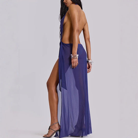 Damen Elegantes Cut-Out Maxikleid EB
