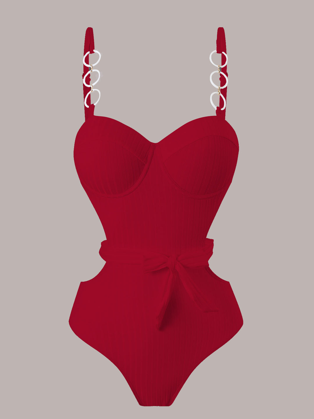 Damen Einteiler Badeanzug mit modischem Cut-Out Design und verstellbaren Trägern EB