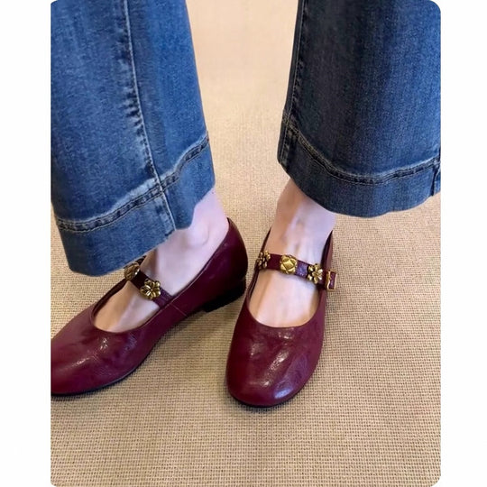 Damen elegante Ballerinas mit modischem Blüten-Akzent EB