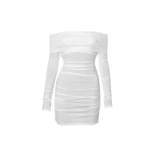 Damen Figurbetontes Off-Shoulder Minikleid mit Rüschendetails EB