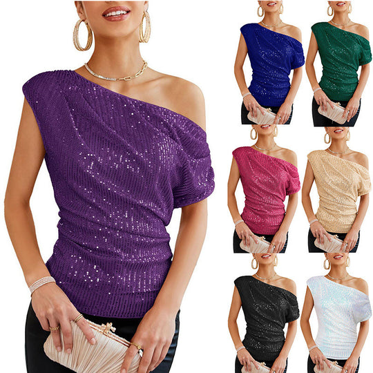 Damen schulterfreies Glamour-Shirt EB