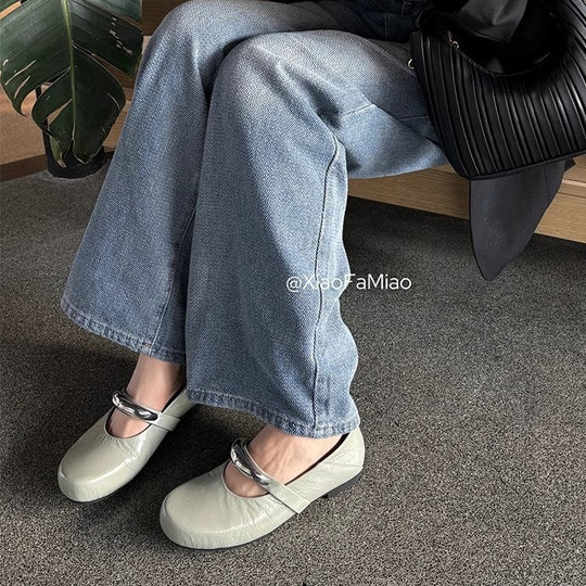 Damen Ballerina-Schuhe mit modischer Schnallenverzierung und pantentlicher Passform EB