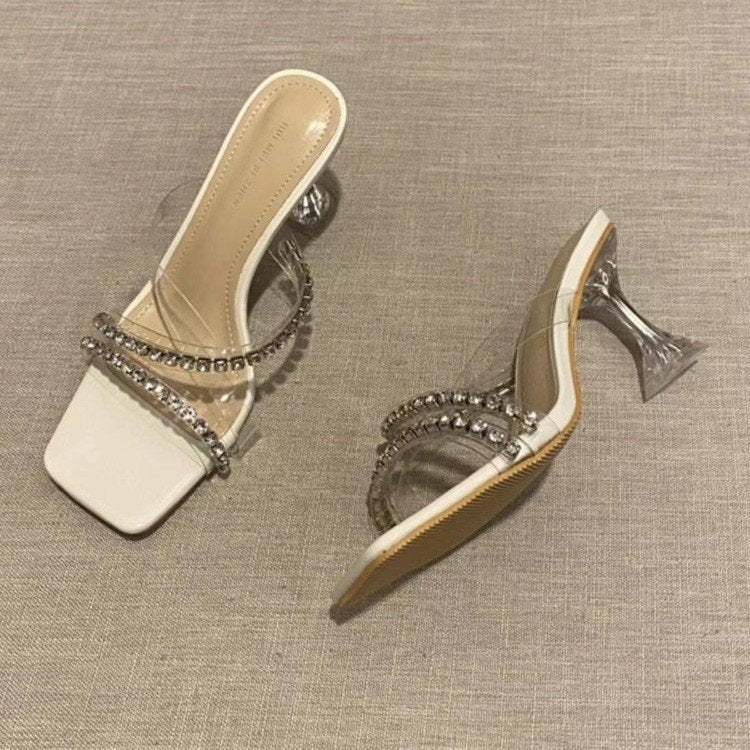 Damen Glamouröse transparente Slipper EB