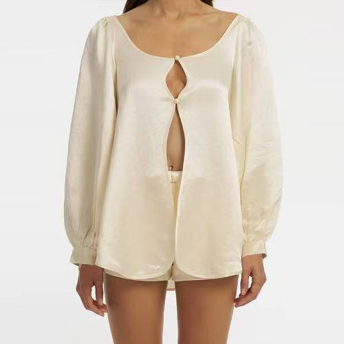 Damen Satin-Shorts mit eleganter Schleifen-Applikation EB