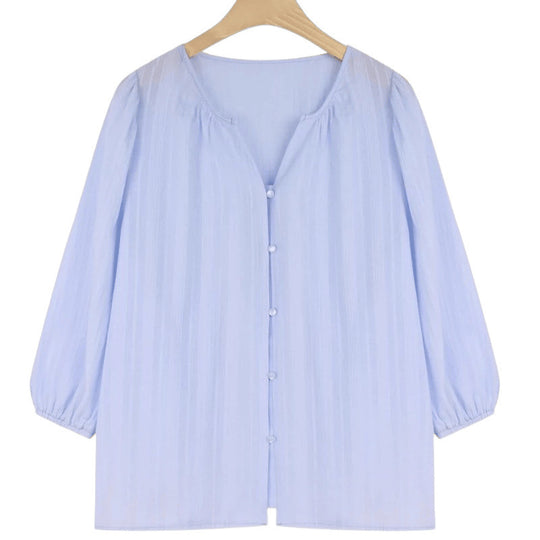 Damen Relaxed Fit Puffärmel Button-Up Bluse EB