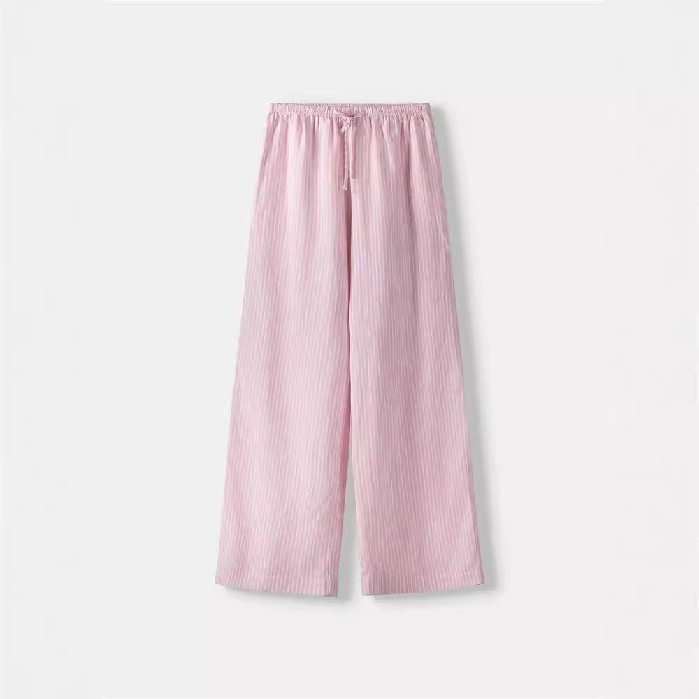 Damen Weite Sommerhose mit komfortablem Gummibund und Streifenmuster EB