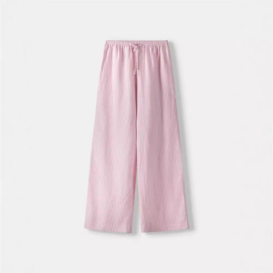 Damen Weite Sommerhose mit komfortablem Gummibund und Streifenmuster EB