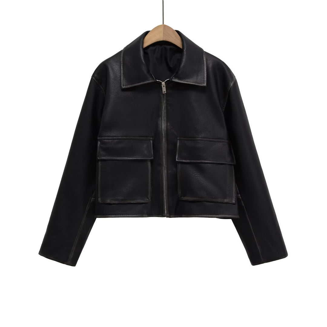 Damen Kurzgeschnittene jacke mit Taschen EB