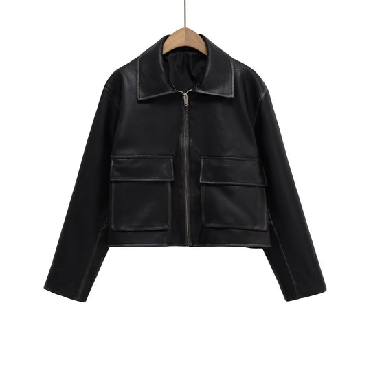 Damen Kurzgeschnittene jacke mit Taschen EB