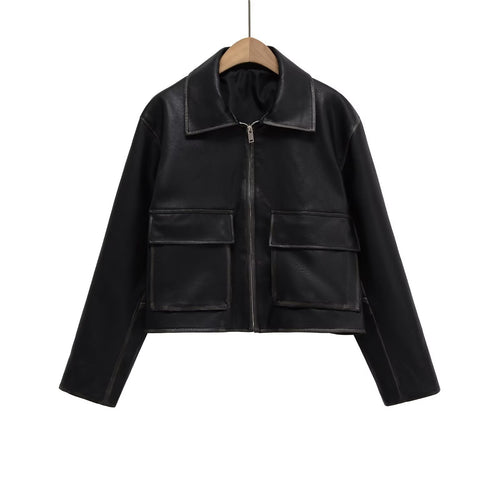 Damen Kurzgeschnittene jacke mit Taschen EB