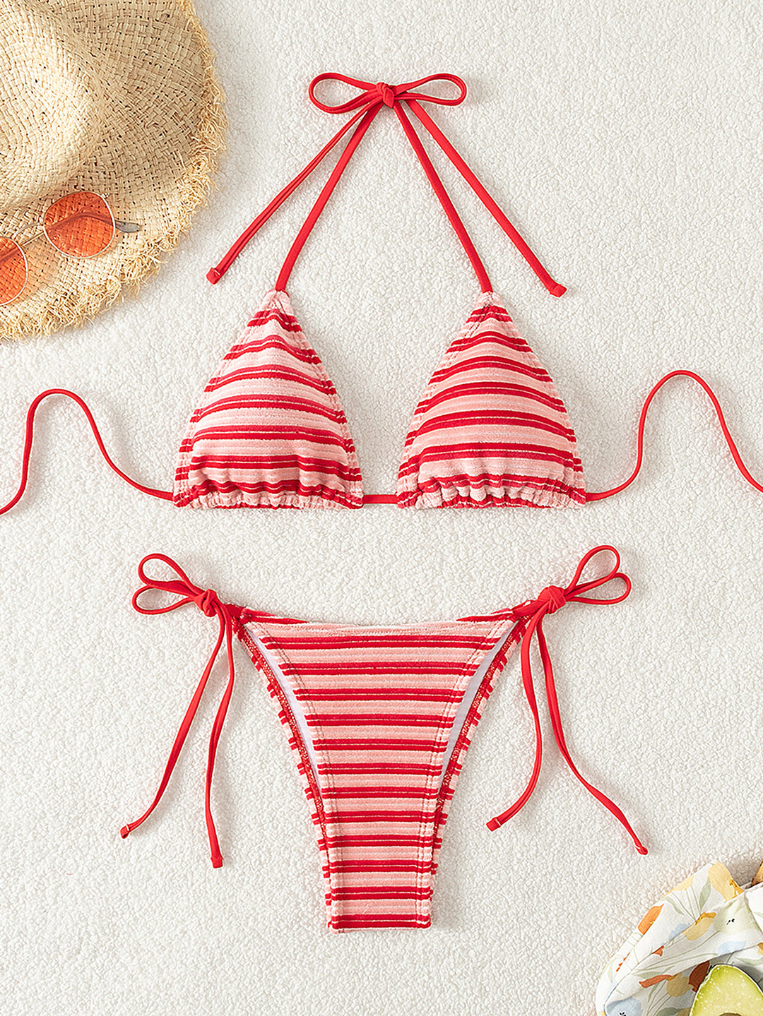 Damen gestreiftes Bikini-Set mit verstellbaren Trägern EB