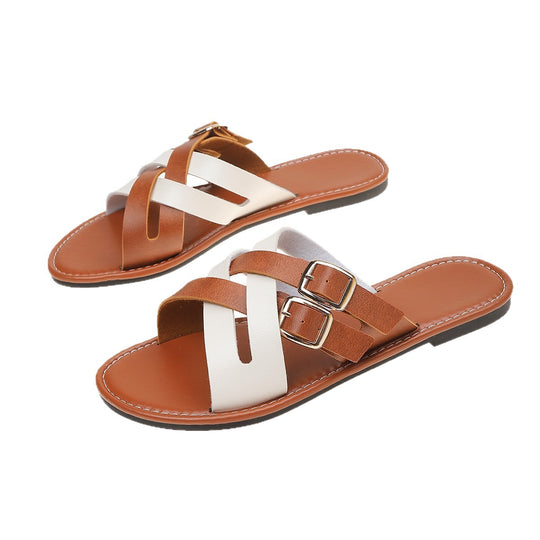 Damen trendige Slide-Sandalen mit verstellbaren Schnallen und komfortabler Fußbettgestaltung EB