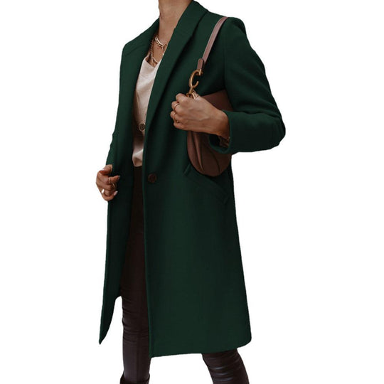 Damen Eleganter Langmantel mit schmalem Schnitt und tiefen Taschen EB