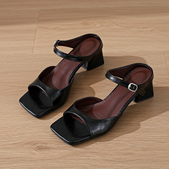 Damen Slingback-Sandaletten mit quadratischer Zehenpartie und komfortablem Blockabsatz EB