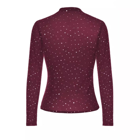 Damen Glitzerndes Langarmshirt mit schimmernden Pailletten EB