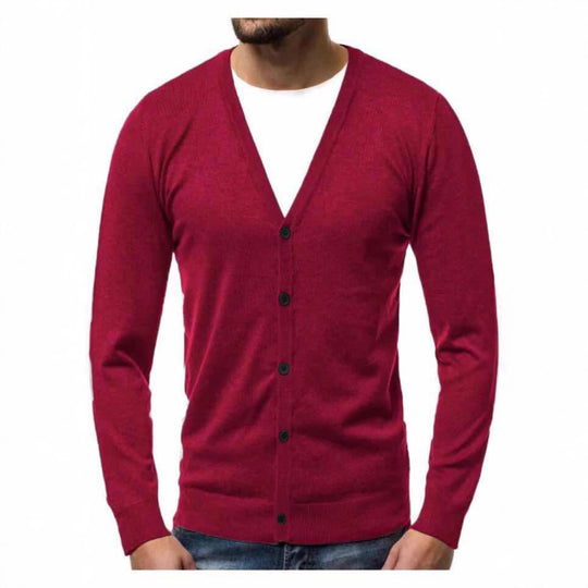 Herren nan Feinstrick-Cardigan mit V-Ausschnitt, schmaler Passform und durchgehender Knopfleiste EB