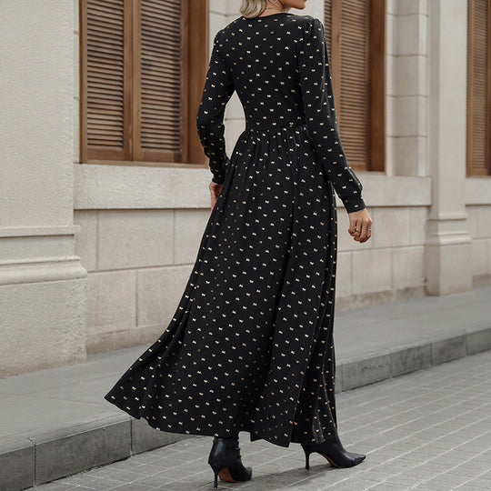 Damen Elegantes Maxi-Wickelkleid mit Spitzenbesatz, hohem Brustbund und gerafftem Volumenrock EB