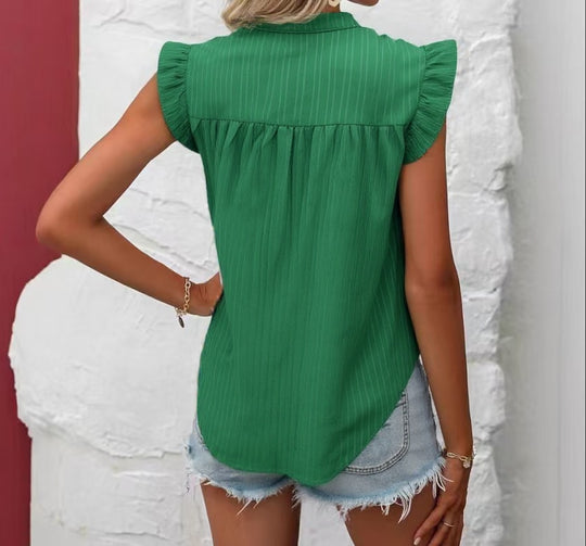 Damen Bluse mit Rüschendetails und kurzem Ärmel EB