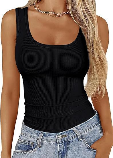 Damen Körperbetontes Oberteil mit breiten Trägern und geripptem Design EB