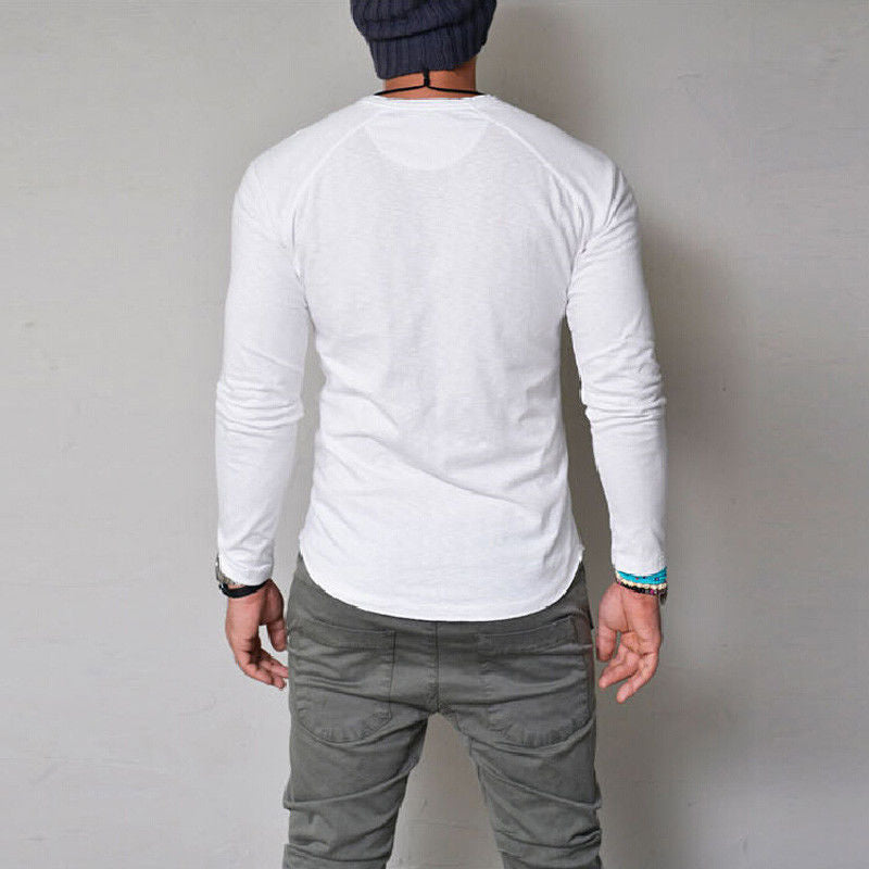 Herren Langarmshirt mit Knopfleiste und bequemem Schnitt EB