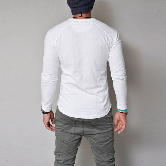 Herren Langarmshirt mit Knopfleiste und bequemem Schnitt EB
