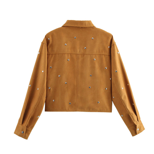 Damen Modische Kurzjacke mit Nieten EB