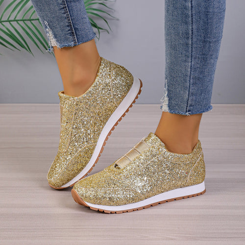 Damen Sneaker mit Glitzer-Effekt und elastischem Riemen R&B