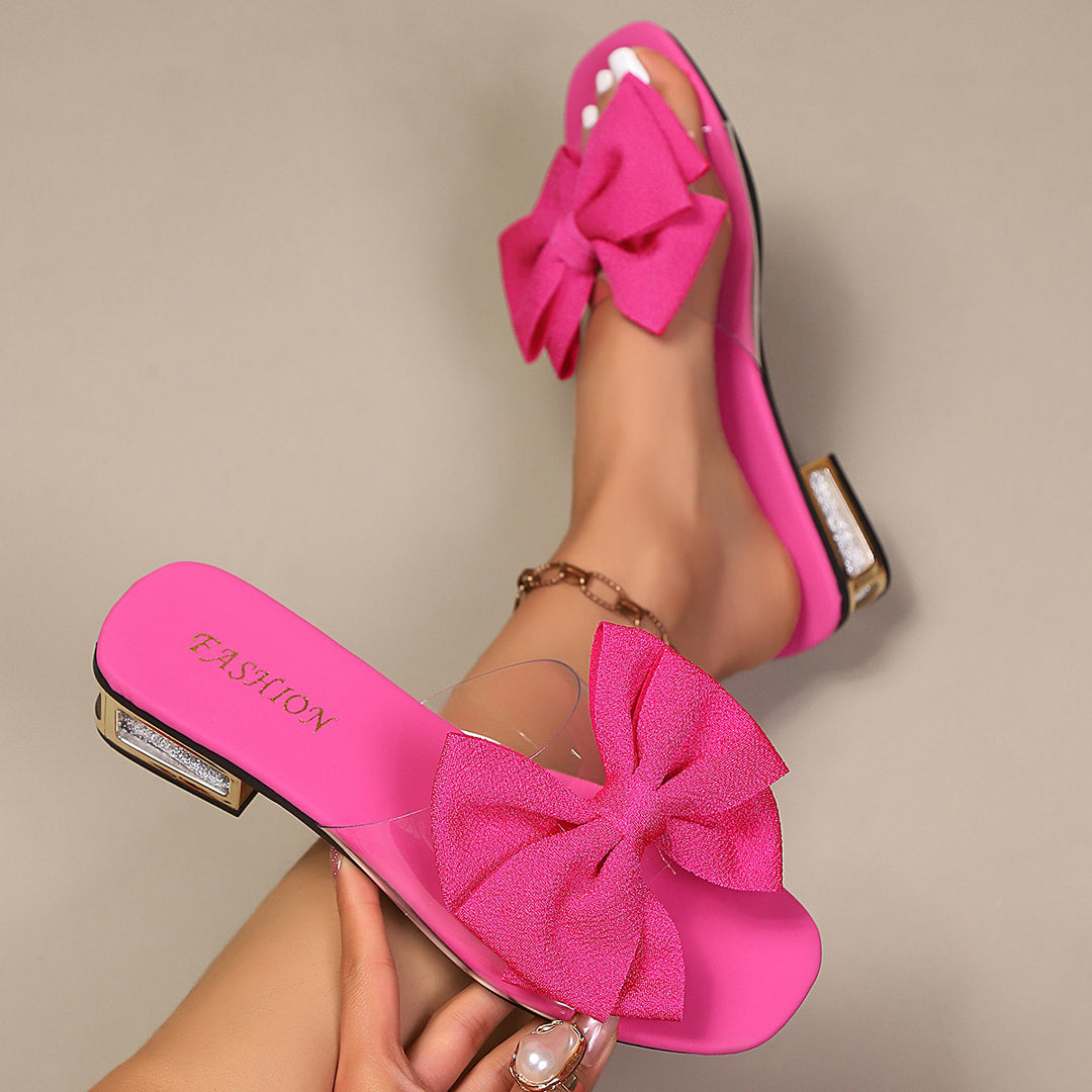 Damen Glamouröse Zehentrenner-Sandalen mit funkelndem Schleifendesign EB