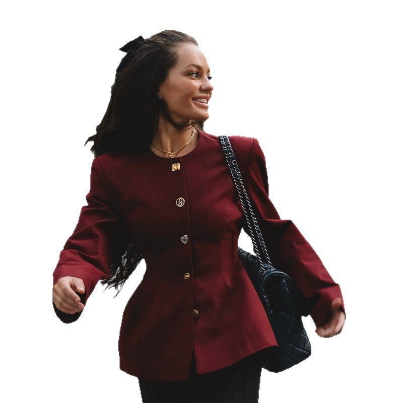 Damen Modischer Blazer mit tailliertem Schnitt und eleganten Knopfdetails EB