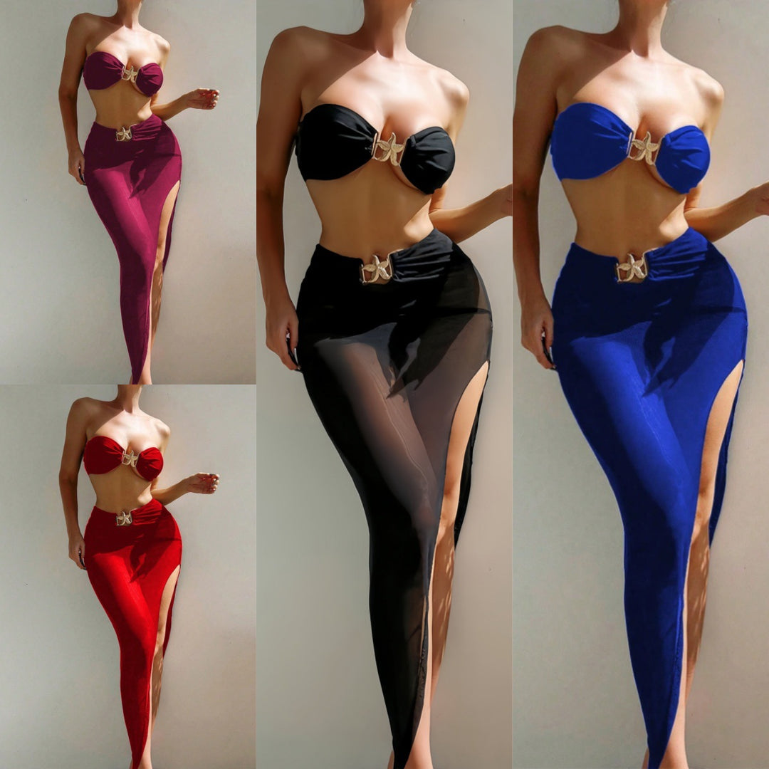 Damen Bikiniset mit transparentem Rock EB