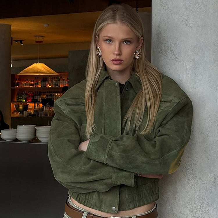 Damen Kunstlederjacke im modischen Cropped-Stil EB