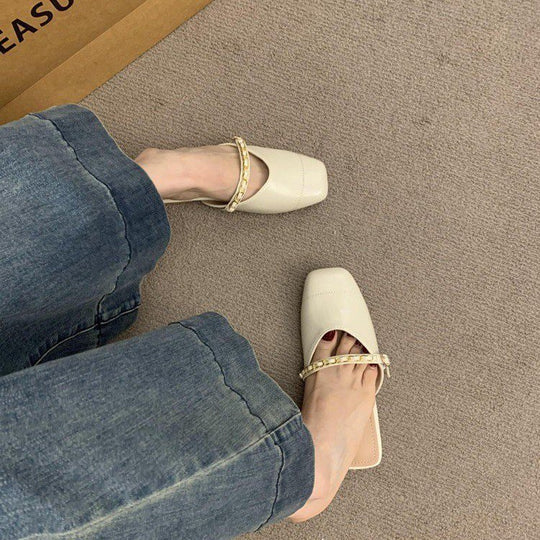 Damen luftige Clogs mit elegantem Kettenakzent und ergonomischer Fußbettgestaltung EB