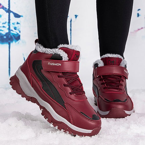 Damen Warm gefütterte Winterstiefel mit rutschfester Sohle und verstellbarem Klettverschluss EB