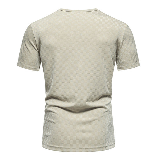Herren V-Ausschnitt T-Shirt mit strukturiertem Muster EB