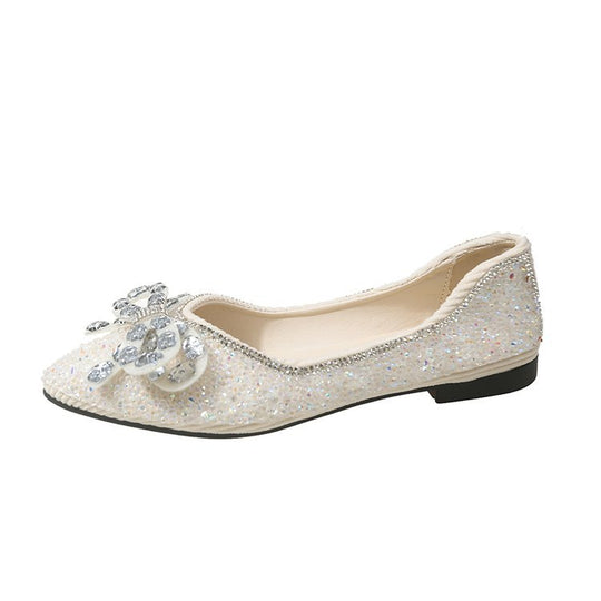 Damen Ballerinas mit funkelnden Strass-Applikationen und elegantem Schleifenakzent EB