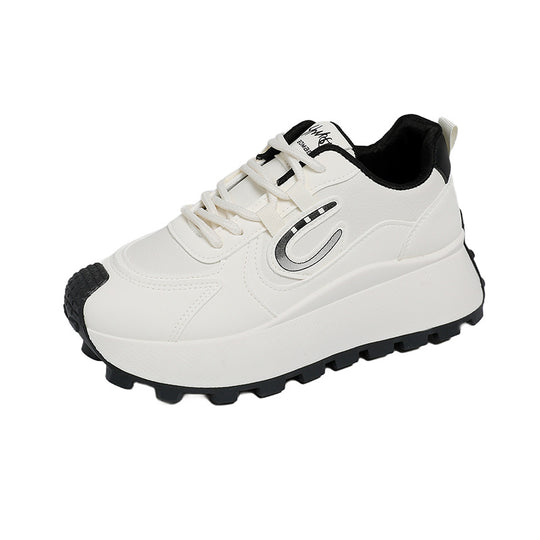 Damen Sportliche Plateau Sneakers mit modischem Design und rutschfester Sohle EB