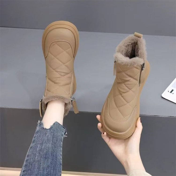 Damen gefütterte Winterstiefel mit praktischem Reißverschluss und flauschigem Innenfutter EB