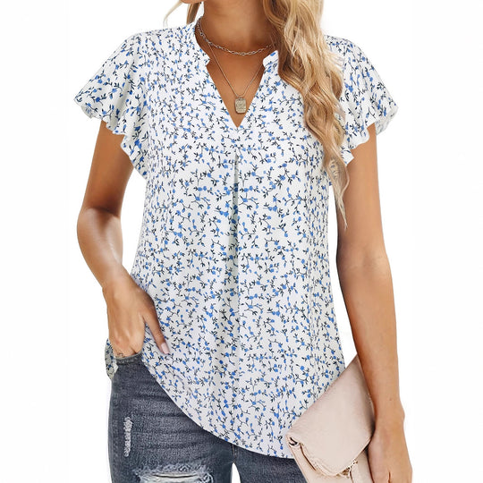 Damen Bluse mit floralem Muster und Rüschenärmeln EB