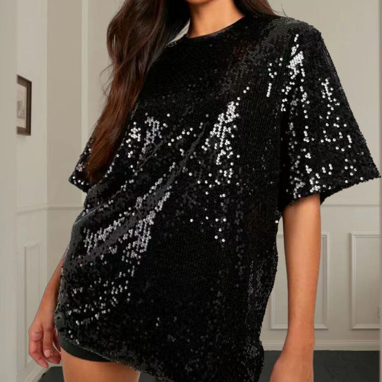 Damen Glitzerndes Oversize-Top mit funkelnden Pailletten EB