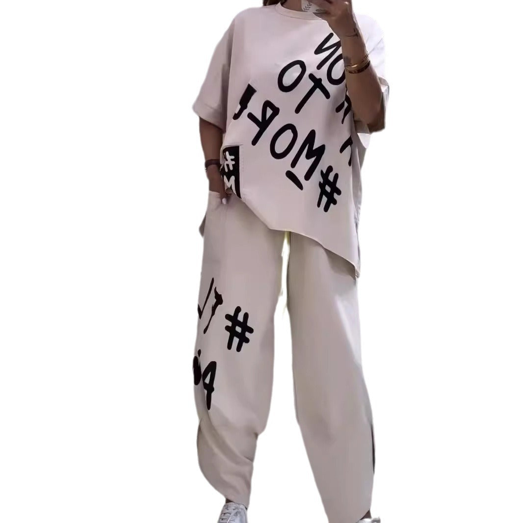 Damen lässiger Oversized Sweater und Jogginghose-Set EB