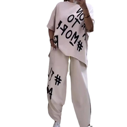 Damen lässiger Oversized Sweater und Jogginghose-Set EB