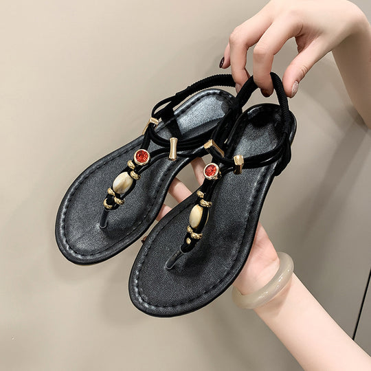 Damen elegante Zehentrenner-Sandalen mit funkelndem Strass EB