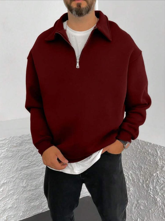 Herren nan Oversize Halbzip-Sweatshirt mit aufgestelltem Kragen EB