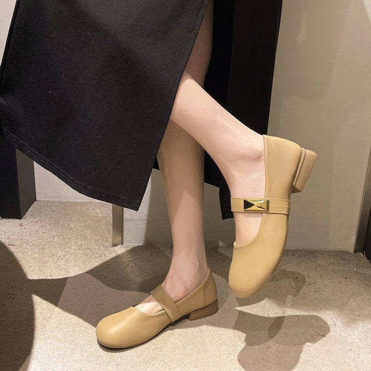 Damen elegante Ballerinas mit dekorativem Riemen EB
