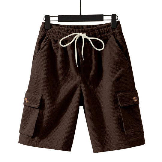 Herren nan Cord-Cargo-Shorts mit elastischem Tunnelzugbund, aufgesetzten Cargotaschen und weichem Baumwollmix EB