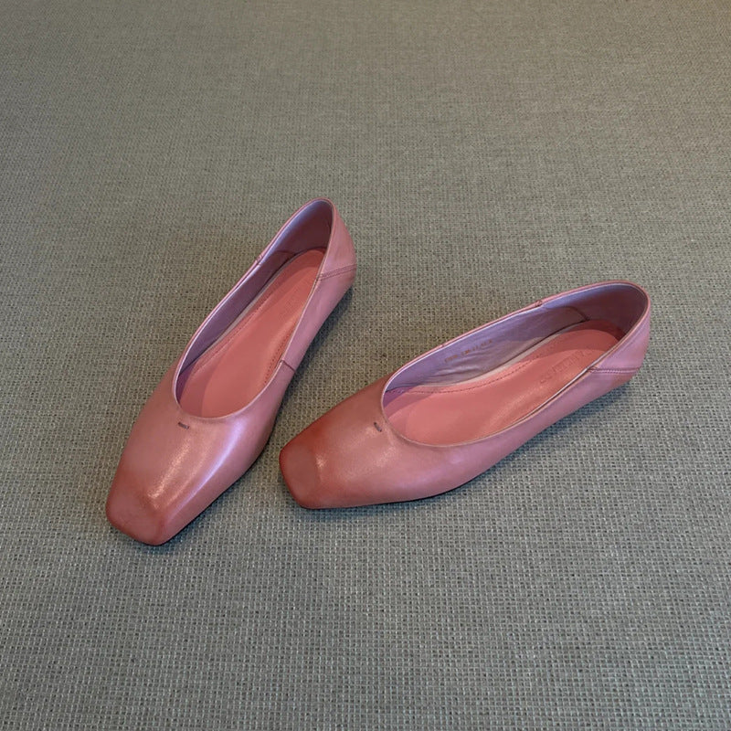 Damen Elegante Flachschuhe mit modischer quadratischer Zehenpartie und hochwertiger Lederverarbeitung EB