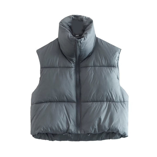 Damen Steppweste mit hohem Kragen und praktischen Taschen EB