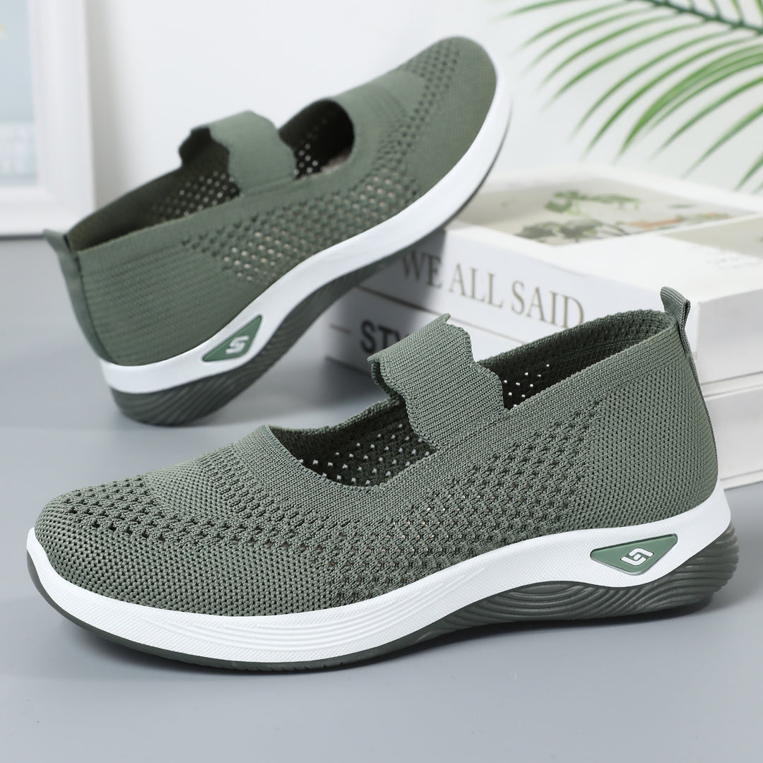Damen Komfortable Freizeitschuhe mit elastischem Riemen und atmungsaktiver Netzstruktur EB